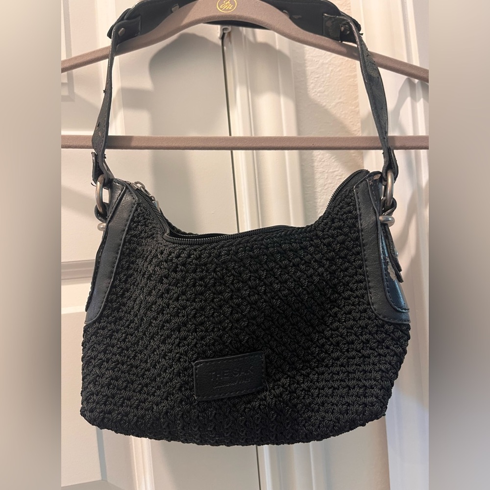The Sak Black Crochet Shoulder Bag